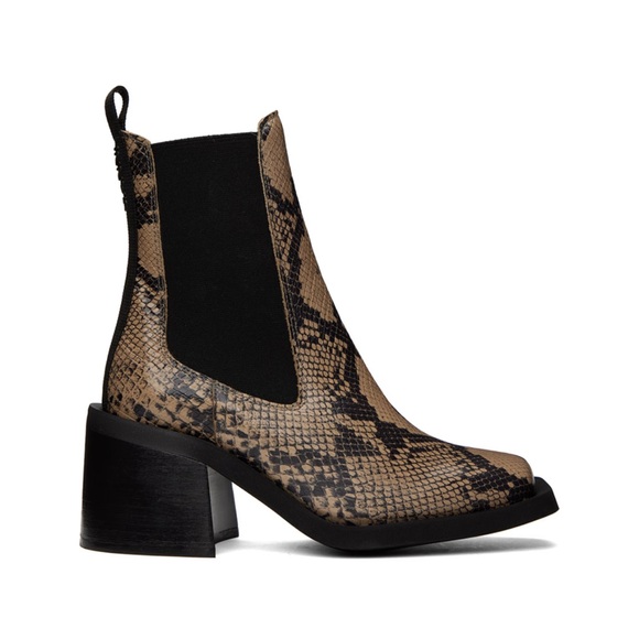 GANNI Snake-Embossed Leather Chelsea Ankle Boots - Ermine - Picture 4 of 5